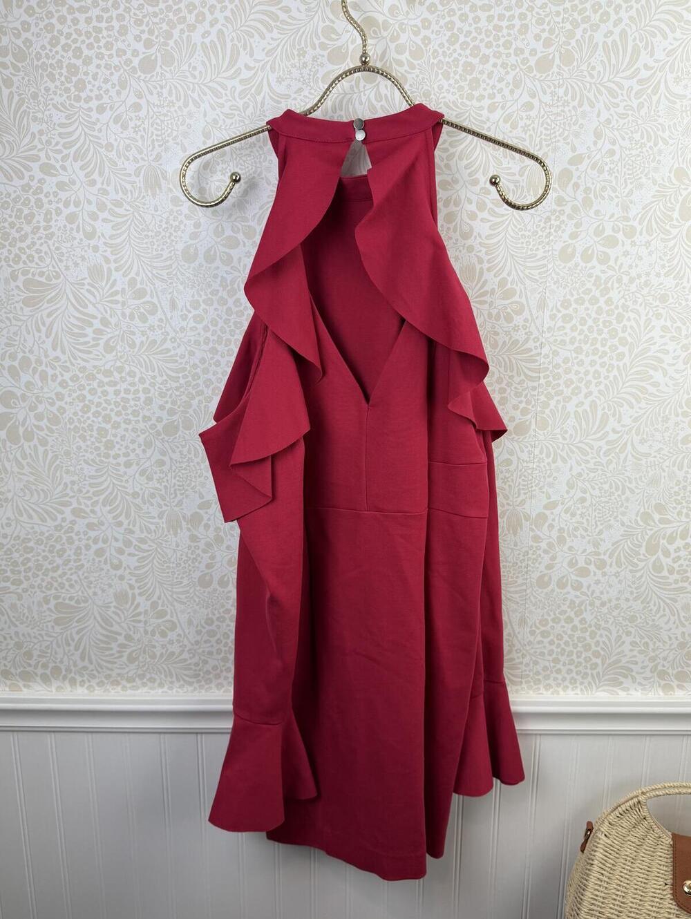 Free People Raspberry Cold Shoulder Ruffle Mini Dress - Size - Medium - NWT - Picture 4 of 9
